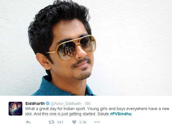 Celebs Who Congratulated PV Sindhu On Sliver Medal In Olympics