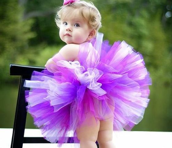 Cute Baby Girl In Purple Dress Photos