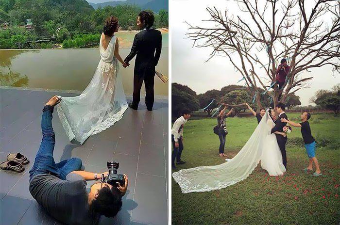 Dedicated Wedding Photographers Who Went To Hilarious Extents To Deliver That Perfect Shot