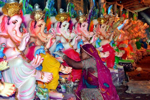 Ganesh Idol making from Clay soil Photos