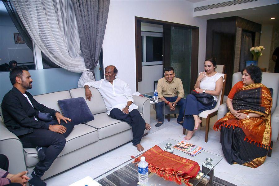 MS Dhoni with Superstar Rajinikanth Photos