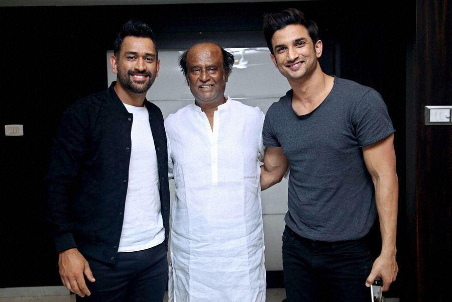 MS Dhoni with Superstar Rajinikanth Photos