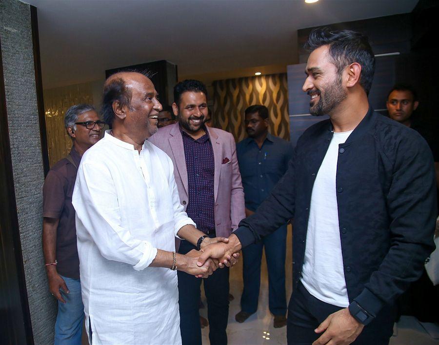 MS Dhoni with Superstar Rajinikanth Photos