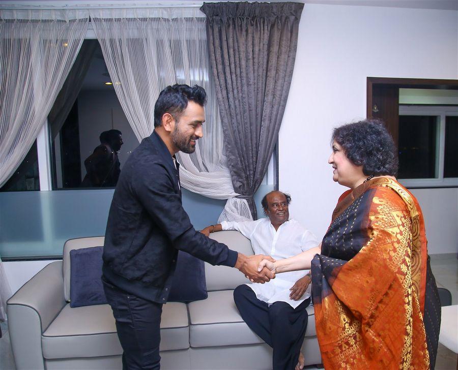 MS Dhoni with Superstar Rajinikanth Photos