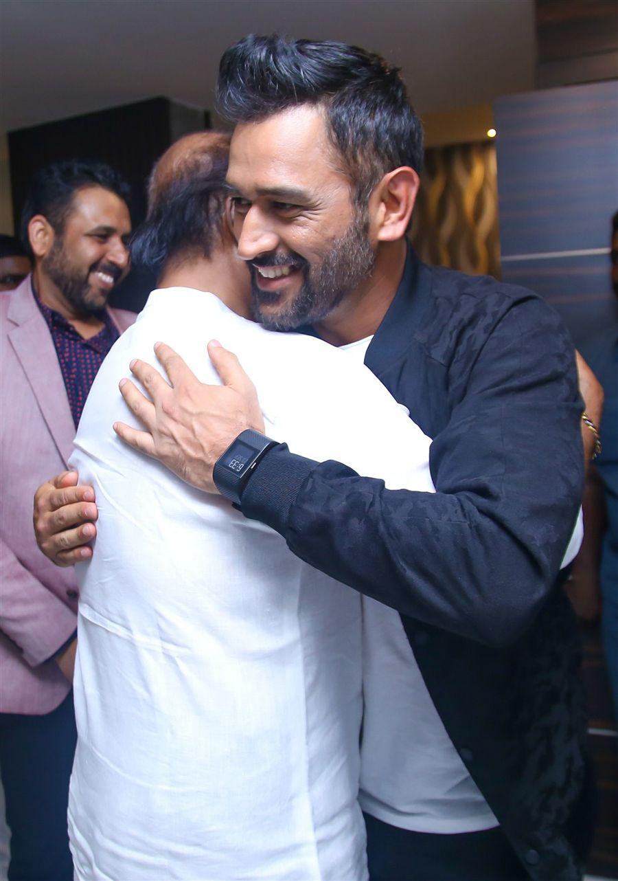 MS Dhoni with Superstar Rajinikanth Photos