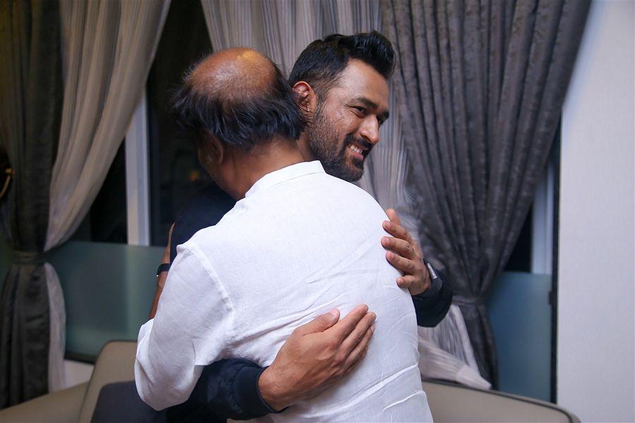 MS Dhoni with Superstar Rajinikanth Photos