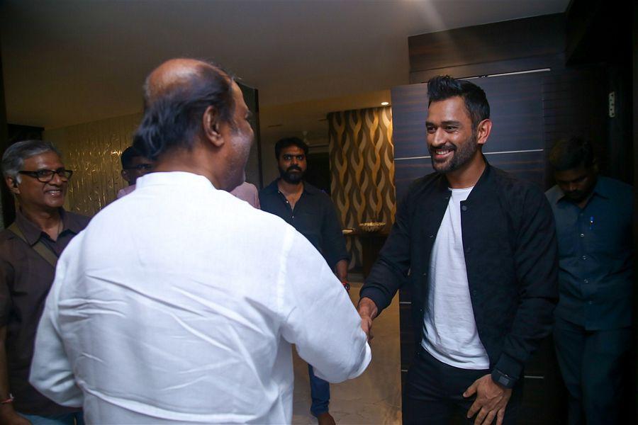 MS Dhoni with Superstar Rajinikanth Photos