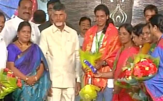 PV Sindhu gets a Rousing Welcome in Vijayawada