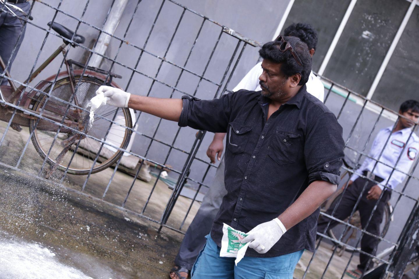 Actor Parthiban doing Flood Relief Activities