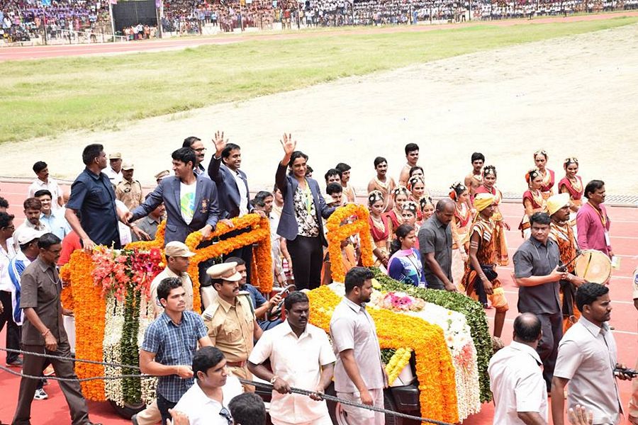 Grand welcome to  PV Sindhu at Hyderabad Pictures