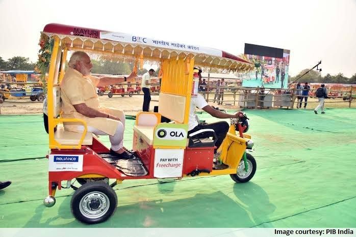 Modi Riding e-rickshaw  at Varanasi