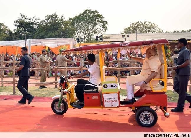 Modi Riding e-rickshaw  at Varanasi