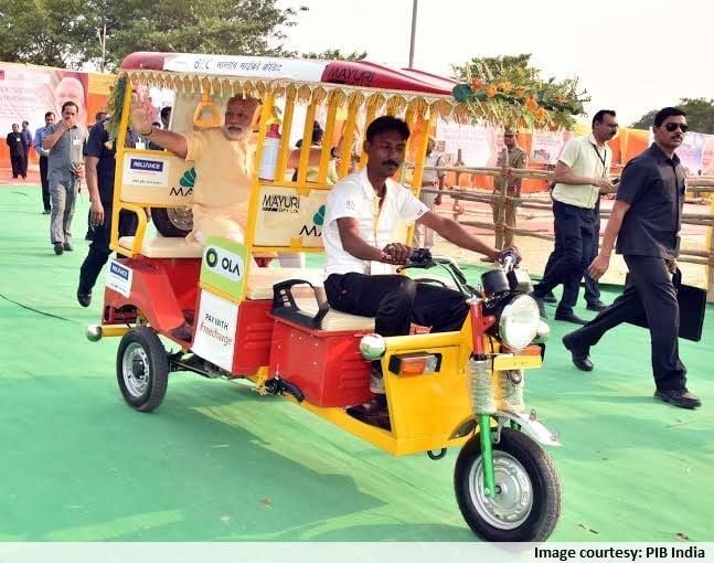 Modi Riding e-rickshaw  at Varanasi