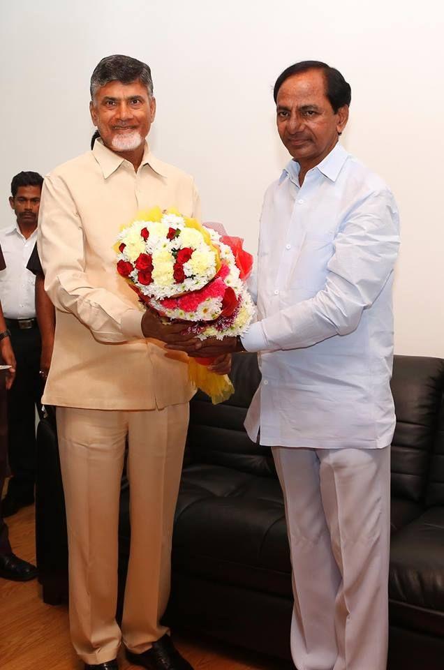 Shri NCBN With TeLangana CM Shri KCR In ViJayawada Photos