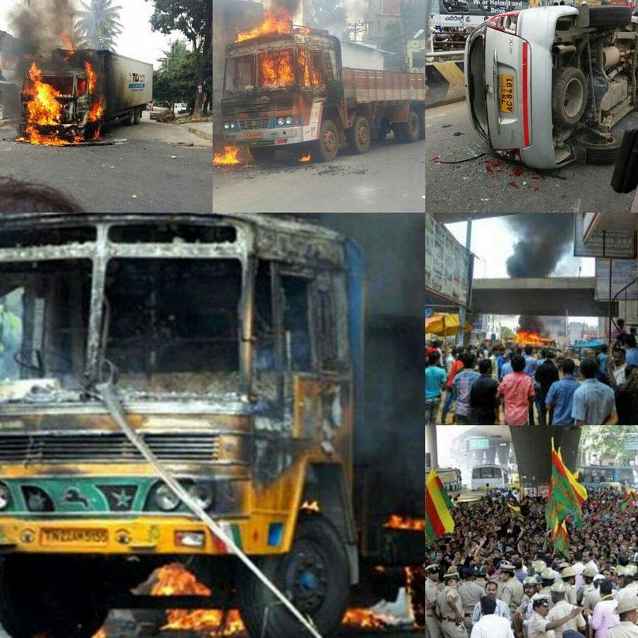 Cauvery row: Violence in Karnataka Photos