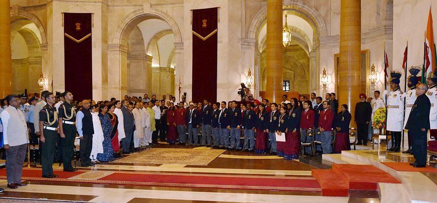 President Pranab Mukherjee Presented Awards to Rio Olympics Winners