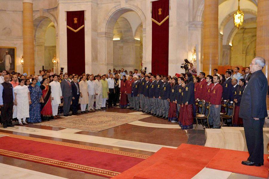 President Pranab Mukherjee Presented Awards to Rio Olympics Winners