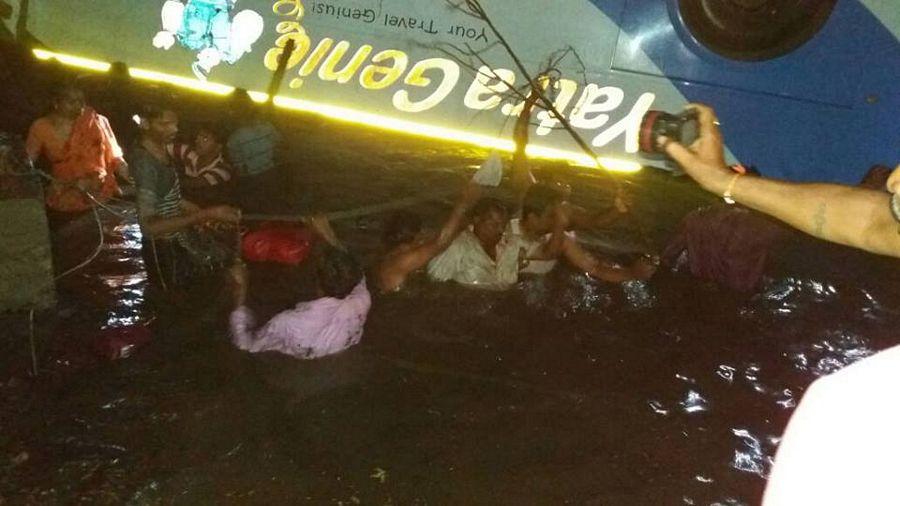 Telangana: 10 killed as private bus plunges into canal