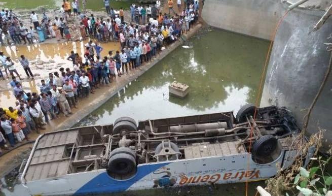 Telangana: 10 killed as private bus plunges into canal