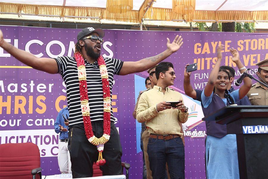 West Indies Cricketer Chris Gayle Visited Velammal School