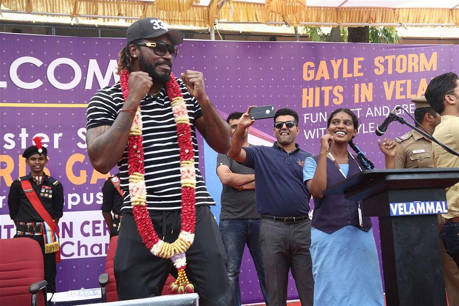 West Indies Cricketer Chris Gayle Visited Velammal School