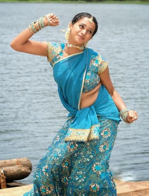 Actress Hot Images in Blue Saree Photos