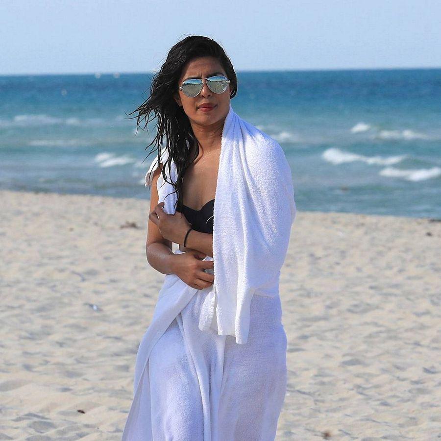 Adriana Lima & Priyanka Chopra in Bikini on the Beach in Miami