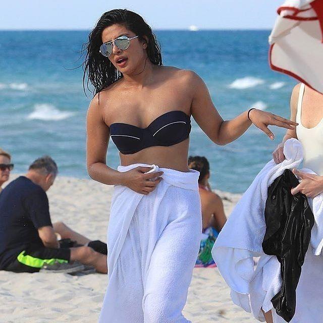 Adriana Lima & Priyanka Chopra in Bikini on the Beach in Miami