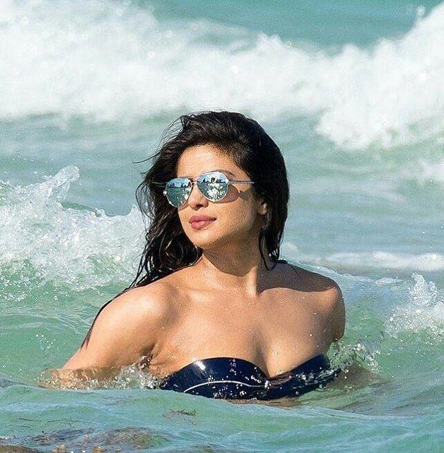 Adriana Lima & Priyanka Chopra in Bikini on the Beach in Miami