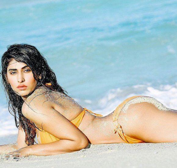 Heena Harwani Hot Cleavage & Bikini Show at Beach Photos