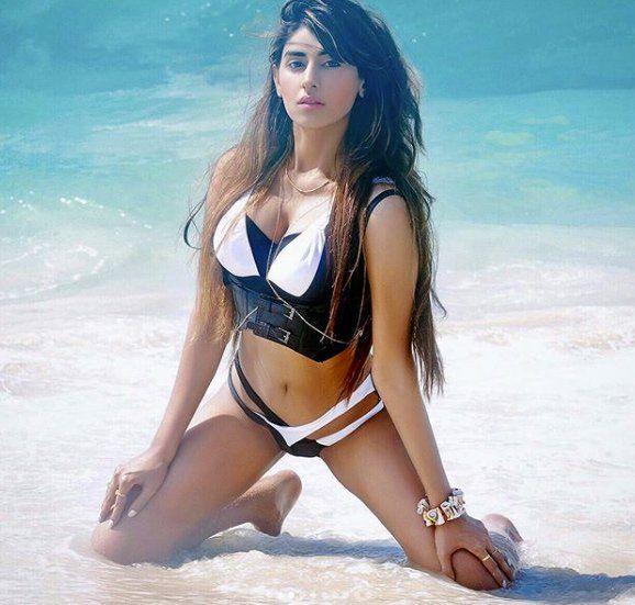 Heena Harwani Hot Cleavage & Bikini Show at Beach Photos