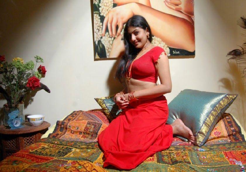 Monica Hot & Sexy Navel Show in Red Saree Stills