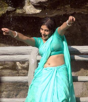 South Indian Actress Wet Saree Hot Navel Photos