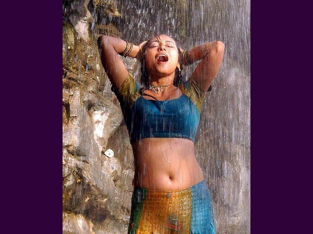 South Indian Actresses In Wet Saree Hot Show Photos Collections