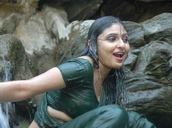 South Indian Actresses In Wet Saree Hot Show Photos Collections