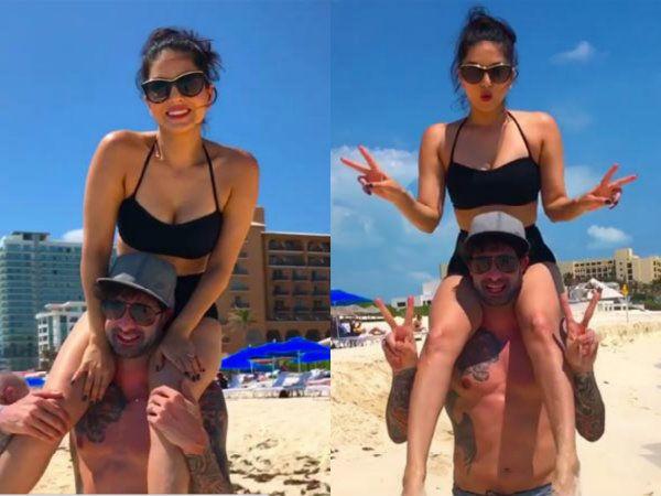 Sunny Leone romancing with Hubby in beach Photos