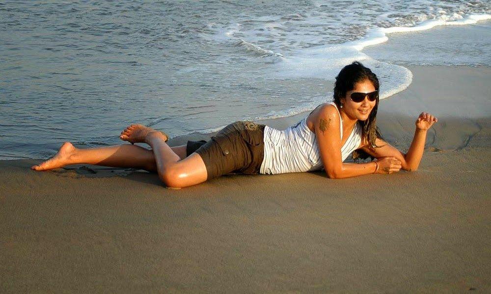 Kamalini Mukherjee Hot Beach Stills