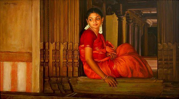 50 Most Beautiful South Indian Woman OIL Painting