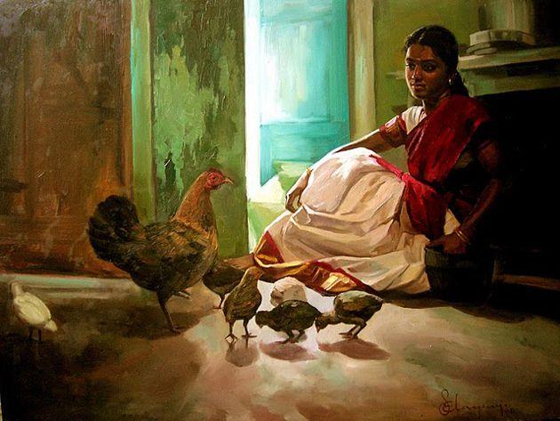 50 Most Beautiful South Indian Woman OIL Painting