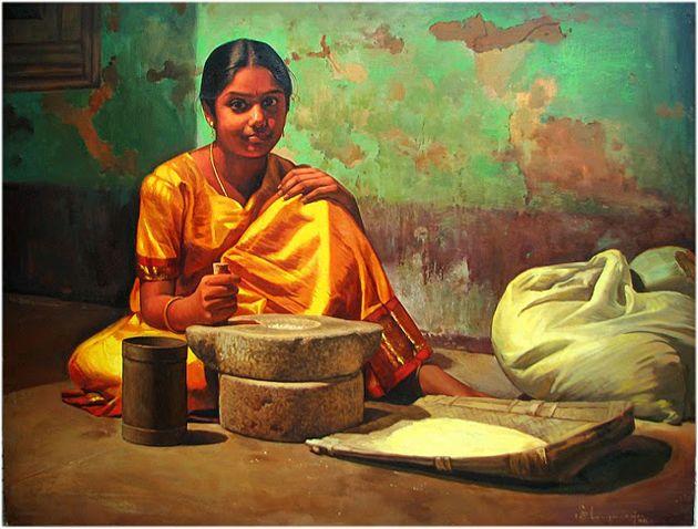 50 Most Beautiful South Indian Woman OIL Painting