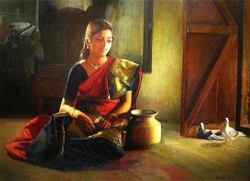 50 Most Beautiful South Indian Woman OIL Painting