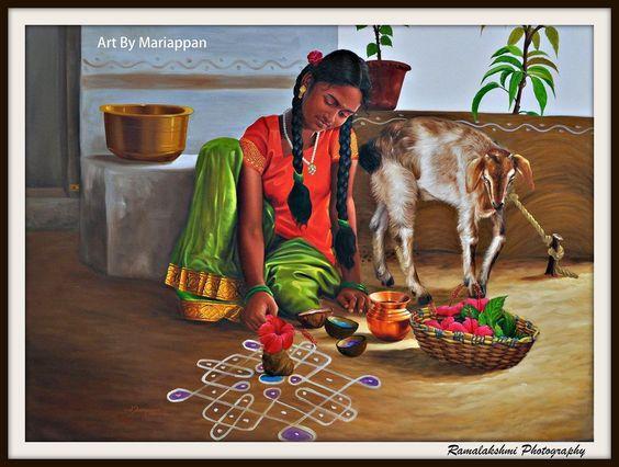 50 Most Beautiful South Indian Woman OIL Painting