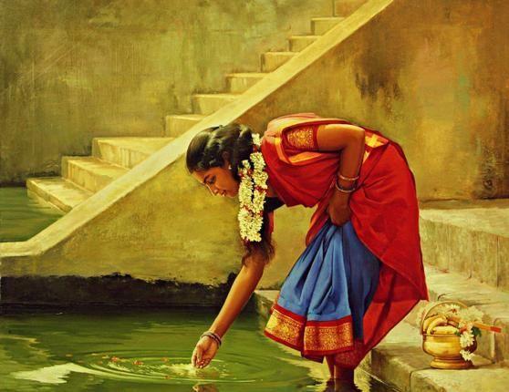 50 Most Beautiful South Indian Woman OIL Painting