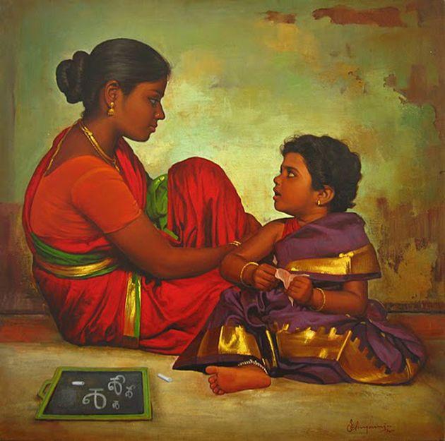 50 Most Beautiful South Indian Woman OIL Painting