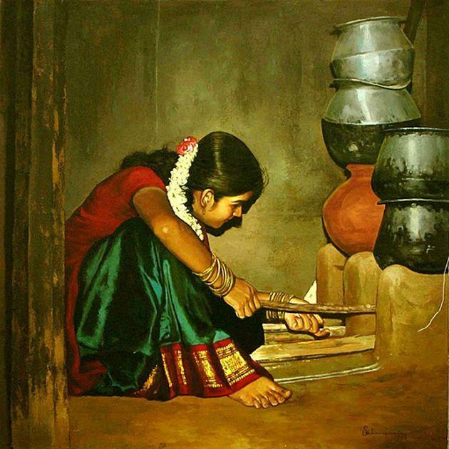 50 Most Beautiful South Indian Woman OIL Painting