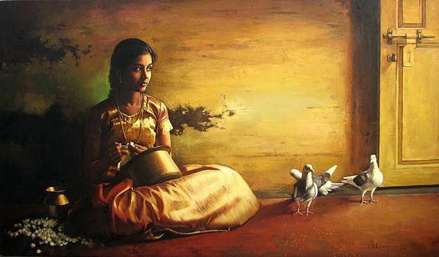 50 Most Beautiful South Indian Woman OIL Painting