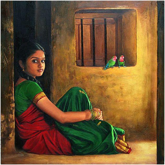 50 Most Beautiful South Indian Woman OIL Painting