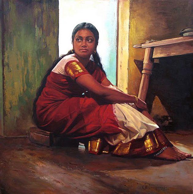 50 Most Beautiful South Indian Woman OIL Painting