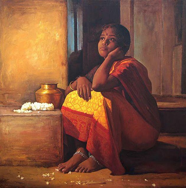 50 Most Beautiful South Indian Woman OIL Painting