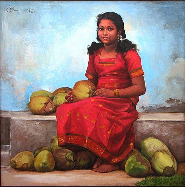 50 Most Beautiful South Indian Woman OIL Painting